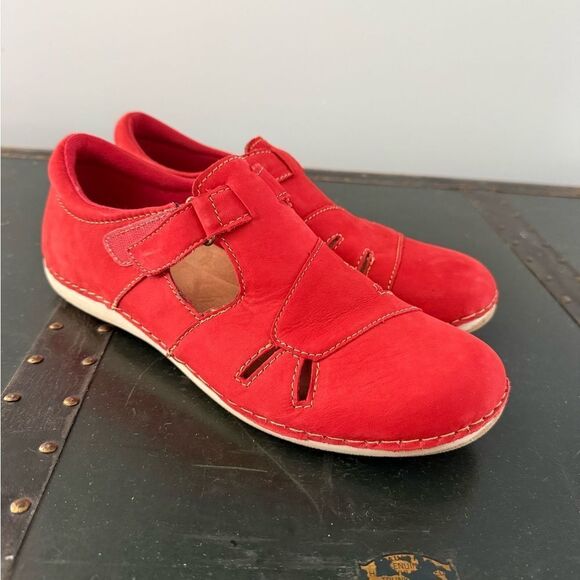 Earth Origins Shoes - Earth Origins Women's Leather Adjustable Slip-Ons Penny Jazzy Red Womens Size 10